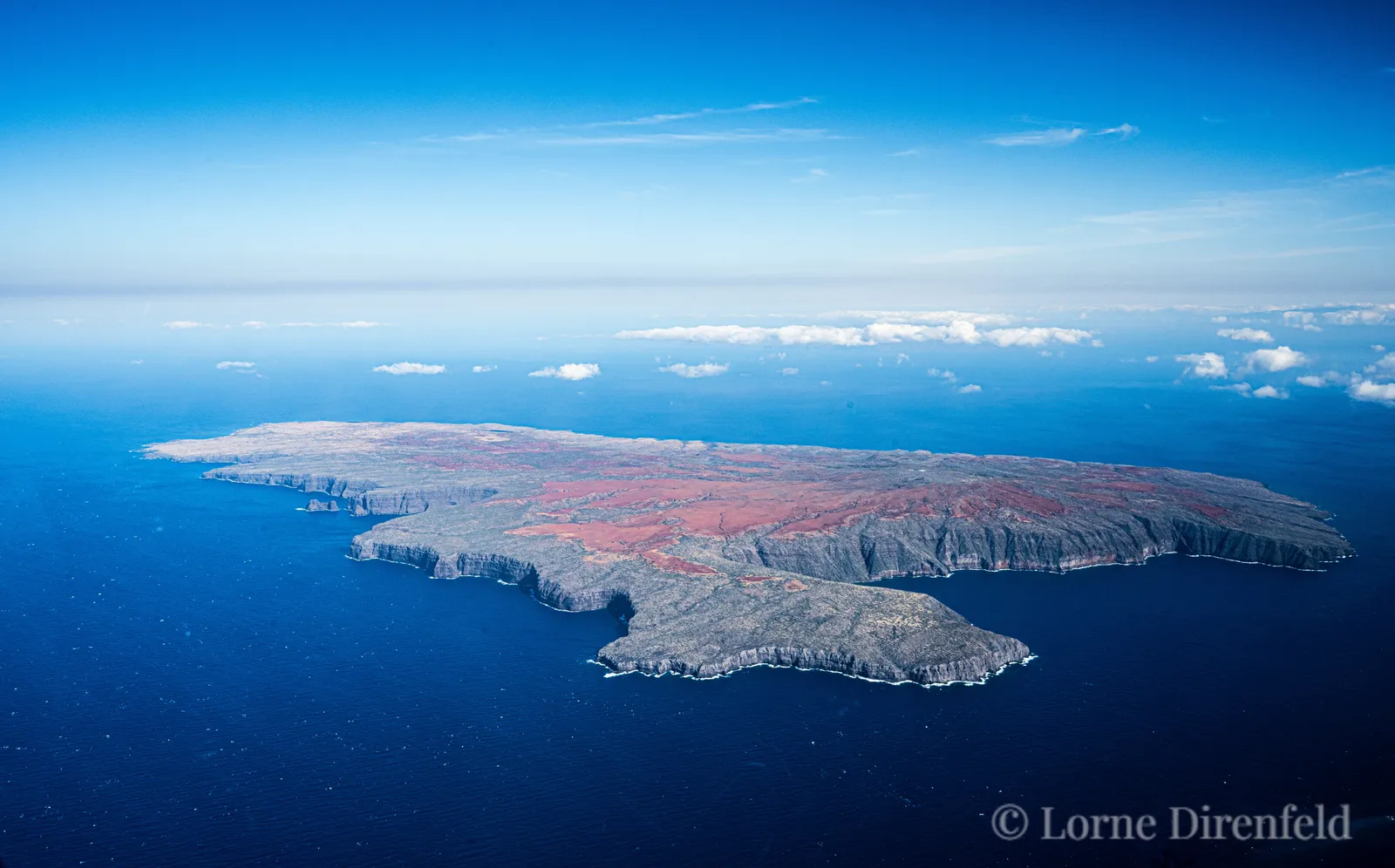 Kaho'olawe viewed from the northeast at about 5000 feet. This photo has been selected for the permanent archives of the State of Hawaii . . .
