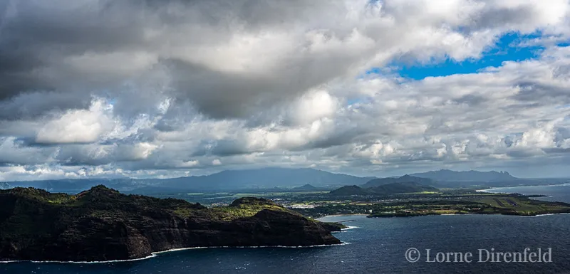 On approach to Lihue airport, Kauai, Nawiliwili Harbor