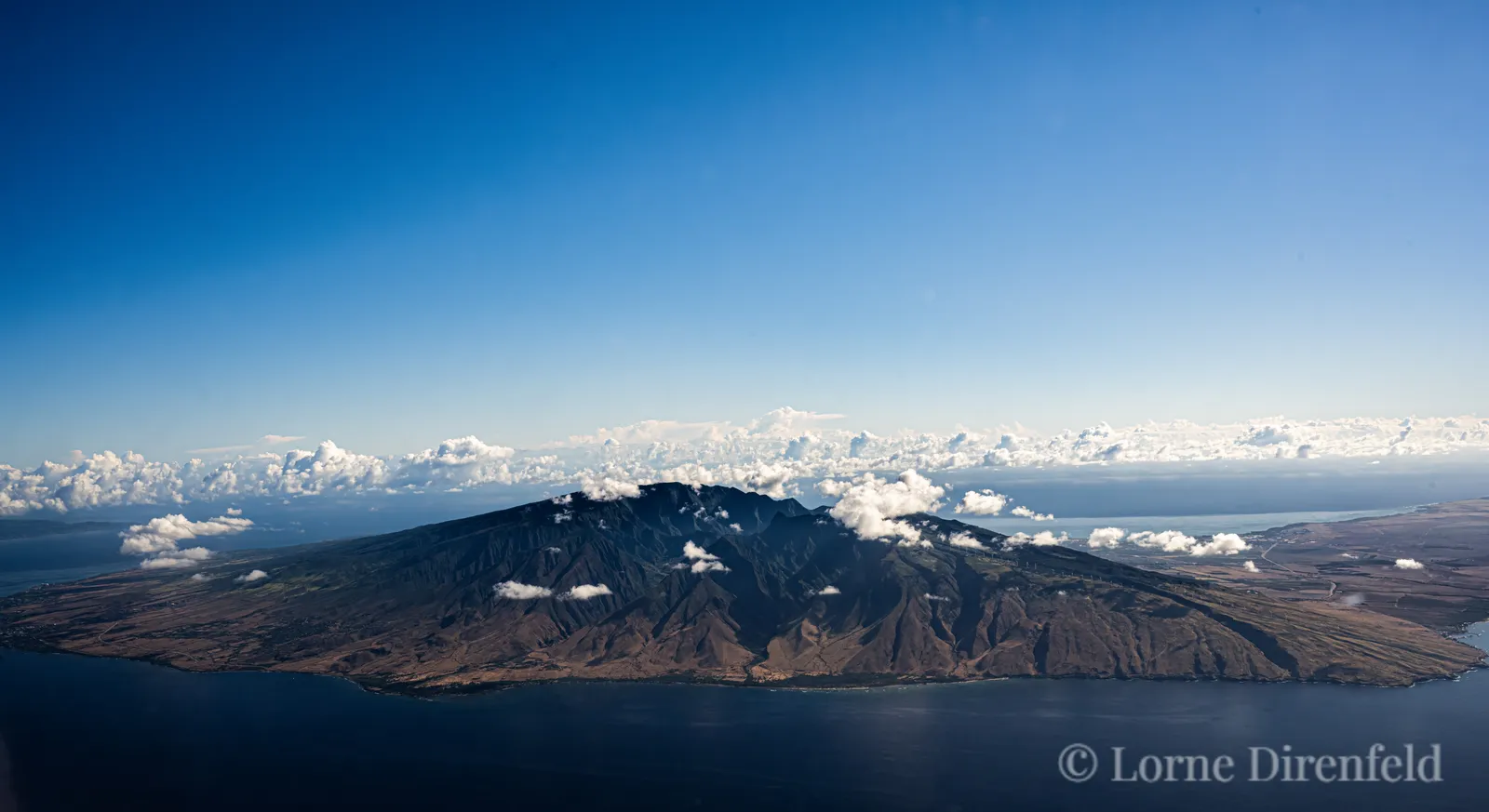 Looking to the northeast from about 7000 feet over the Au'au channel that separates Maui and Lanai . . .
